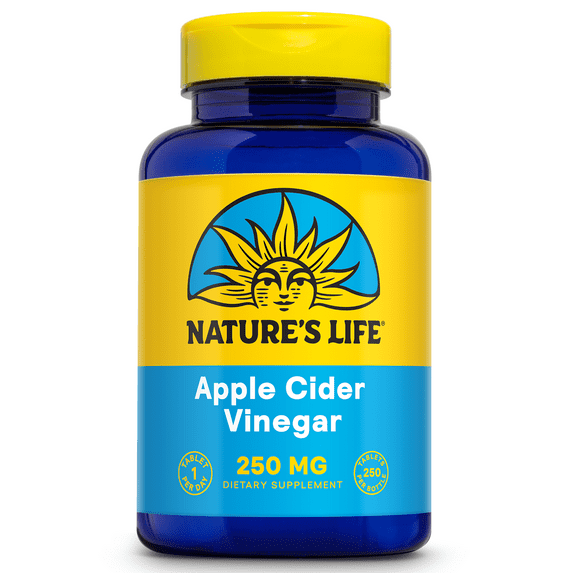 Nature's Life Apple Cider Vinegar Supplements 250 mg - ACV Tablets for Detox Cleanse and Digestion Support - with 87 mg Acetic Acid - 60-Day Money Back Guarantee