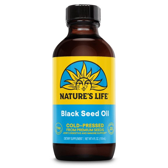 Nature's Life Black Seed Oil, Pure | Immune, Digestion & Heart Function Support | Hair & Skin Health | 4oz, 24 Serv.