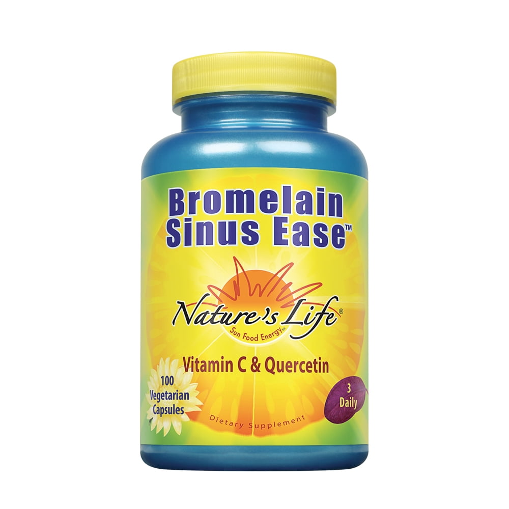 Nature's Life Bromelain Sinus Ease 1200mg | With Vitamin C & Quercetin | Sinus Health, Immune Function & Seasonal Support | 100 Vegetarian Capsules