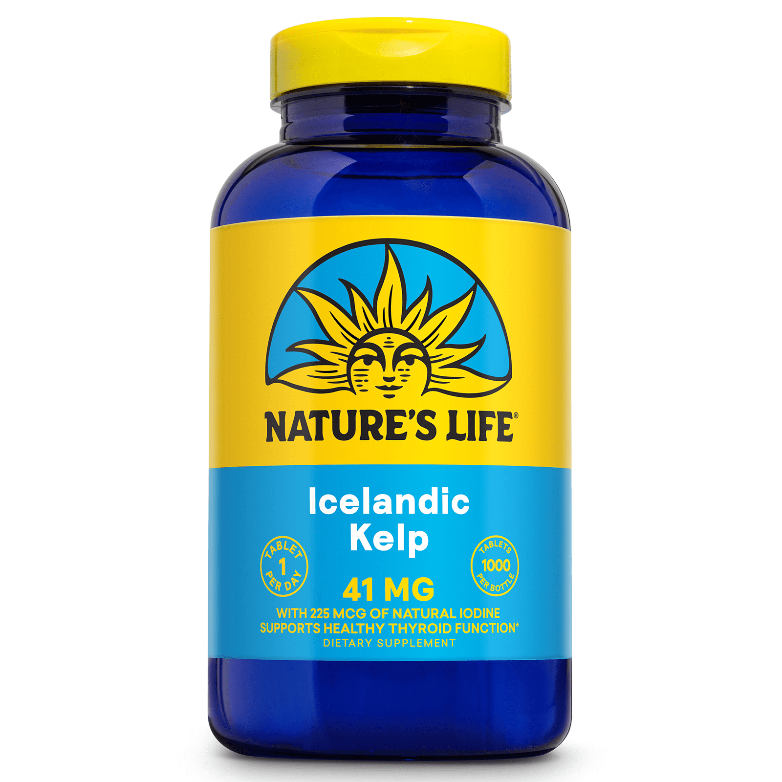 Nature's Life Icelandic Kelp 41 mg Tablets | Thyroid Support Supplement with Iodine | No Gluten, Non-GMO Green Superfood | 1000 Count