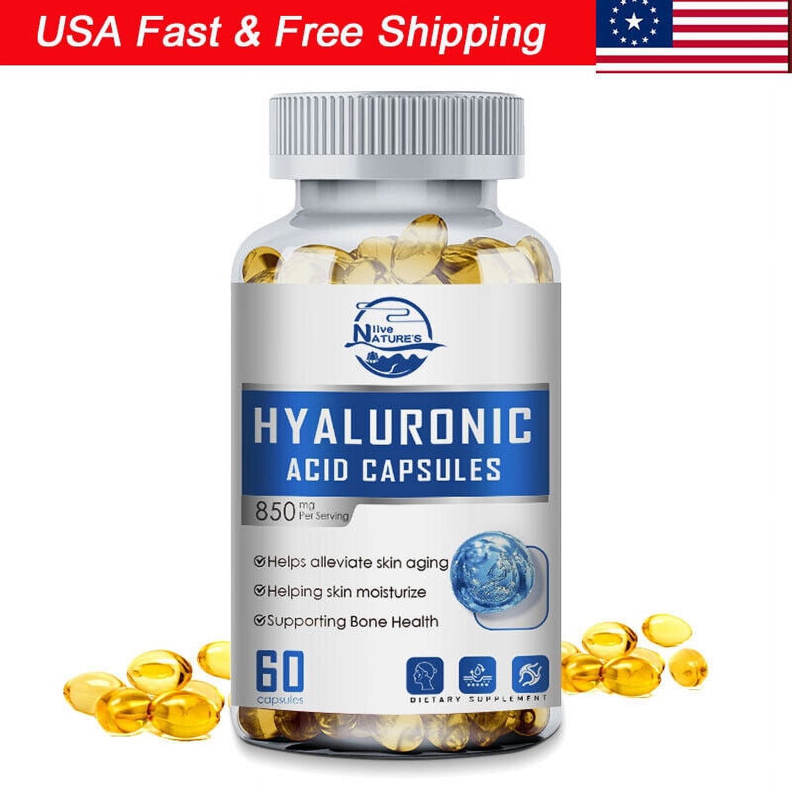 Nature's Live Hyaluronic Acid Supplement 850 mg 3 in 1 Support Skin
