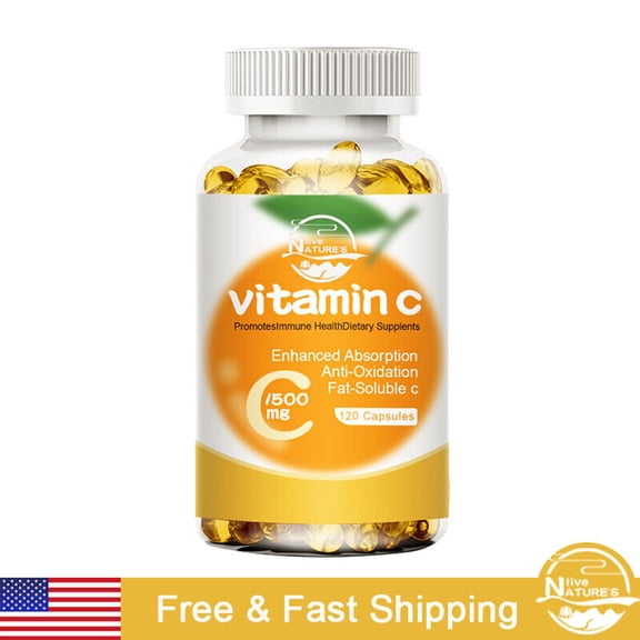 Nature's Live Vitamin C Capsules 1500 mg High Absorption Supplements 120 capsules.