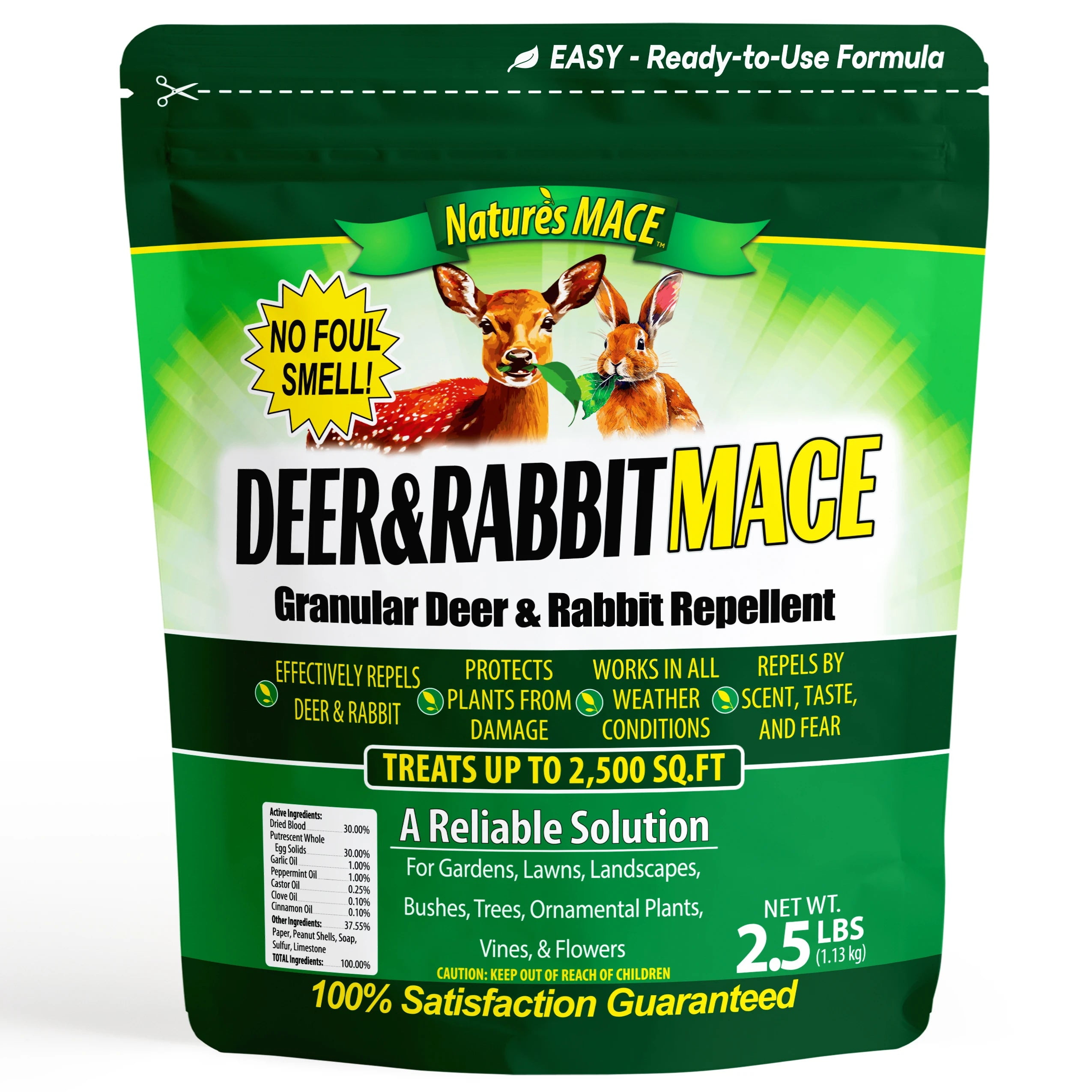 Nature's Mace Deer & Rabbit Repellent Granules 2.5lb Bag for Garden and Landscape Plants