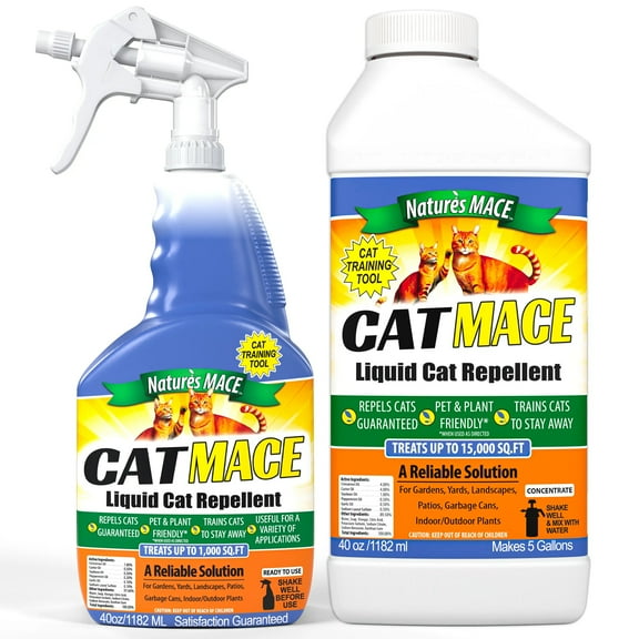 Nature's Mace Cat Deterrent Spray, 40oz Ready-to-Use Plus Concentrate, Treats 16,000 Sq.ft