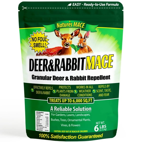 Nature's MACE Granular Deer & Rabbit Repellent, 6 lb. Bag, Treats up to 6,000 Sq.ft
