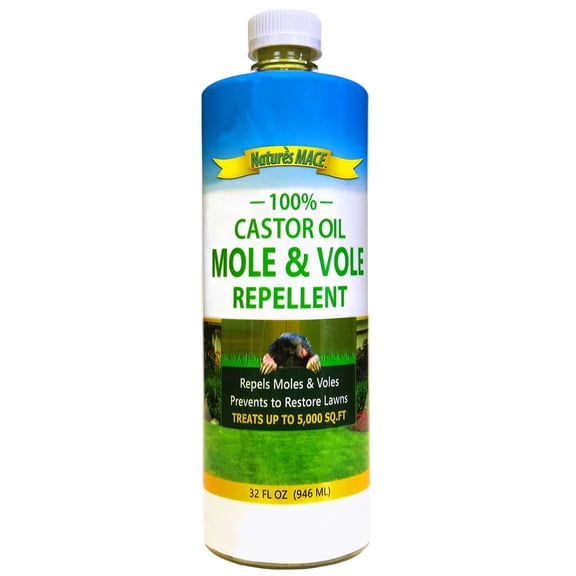 Nature's MACE Mole and Vole Repellent, Pure Castor Oil, 32oz Concentrate