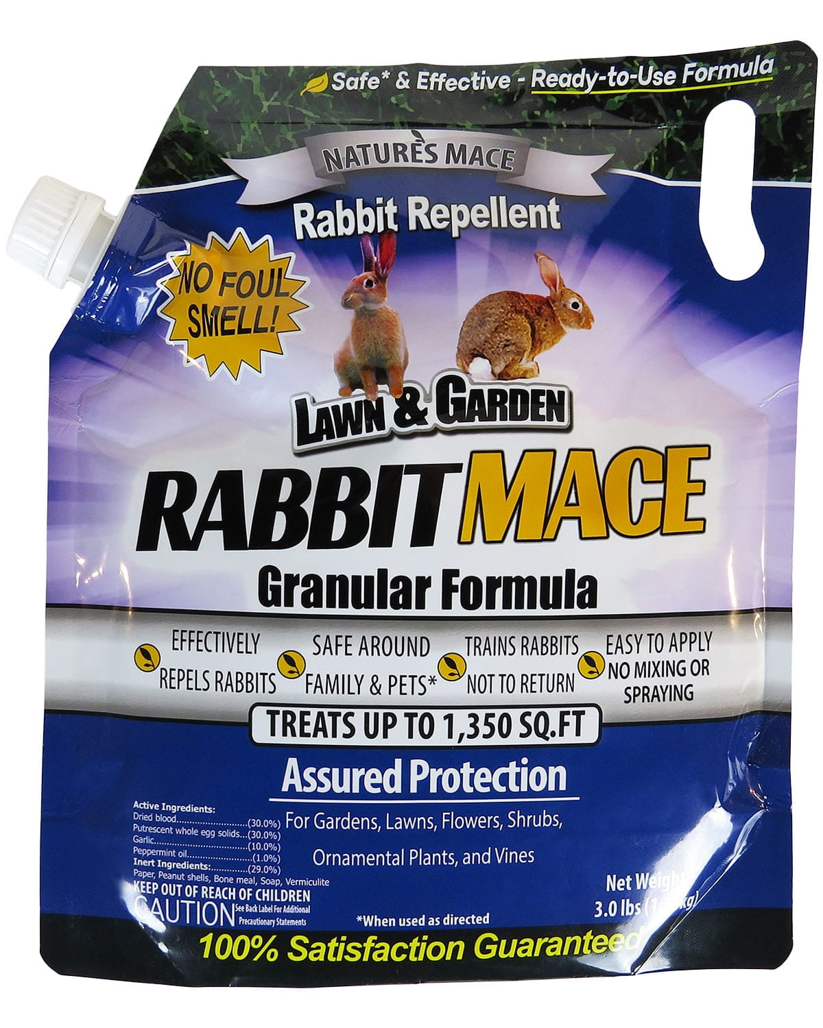 Nature's MACE 3lb Granular Animal Repeller, Rabbit MACE, Treats 1,350