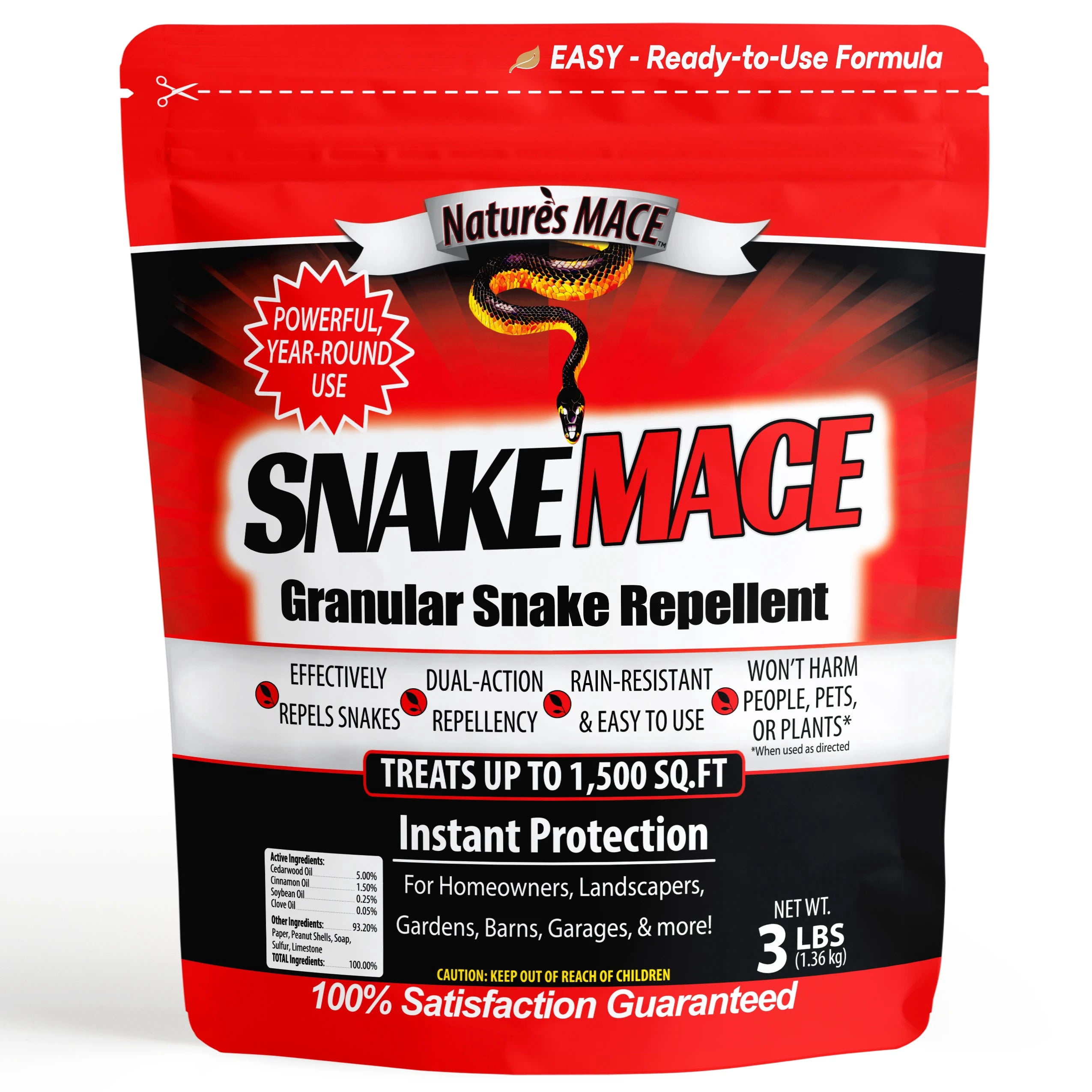 Snake Control Sign Nature's MACE Snake MACE | 3lb. Animal Safe Granules | Outdoor Snake ...