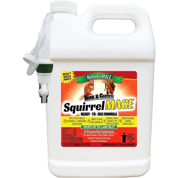 Nature's MACE Squirrel Repellent, 1 Gallon Ready-to-Use Spray, Treats up to 5,600 Sq.ft,