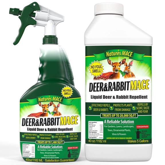 Nature's MACE Deer & Rabbit Repellent, 40oz. Spray & 40oz. Concentrate Bundle Kit