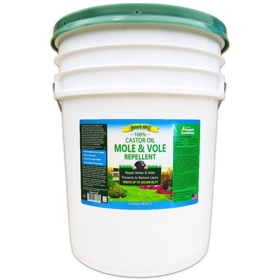 Nature's MACE Mole & Vole Repellent, 5 Gallon Pure Castor Oil Concentrate, Covers up to 100,000 Sq. ft