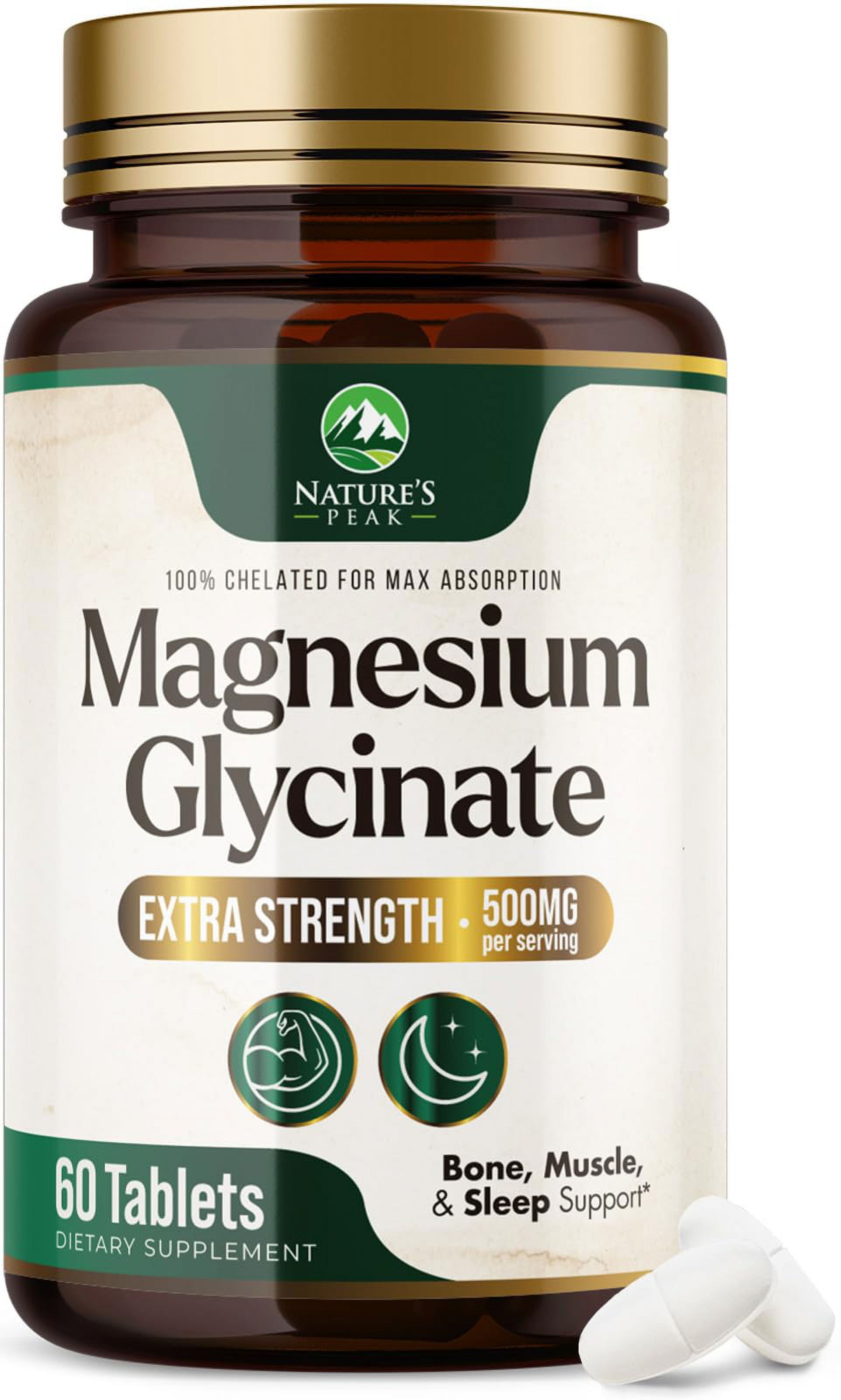 Nature's Magnesium Glycinate 500 mg High Absorption Magnesium