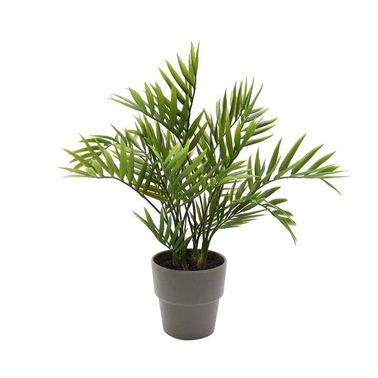 Nature's Mark 16.1h Artificial Areca Palm Plant in Gray Plastic Planter, Size: 13.8 inch x 13.8 inch x 16.1 inch
