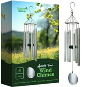 Nature s Melody Aureole Tunes Wind Chimes   Outdoor Windchime with 6 Tubes Tuned to C Pentatonic Scale, 100% Rustproof Aluminum, Powder Finish & S Hook Hanger for Sympathy, Memorial Gift or Zen Garden