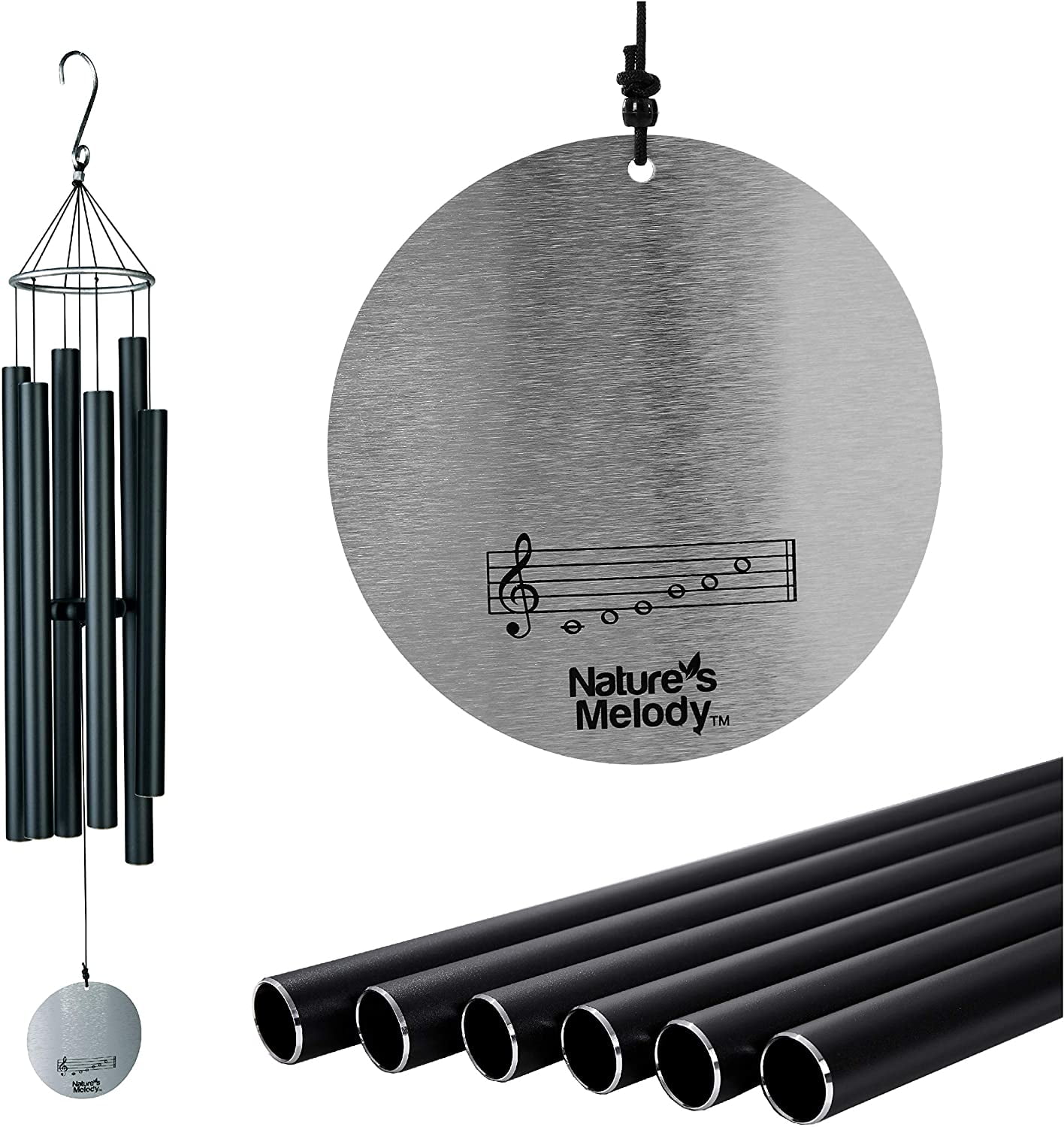 Nature's Melody 42" Black Aluminum Outdoor Wind Chimes