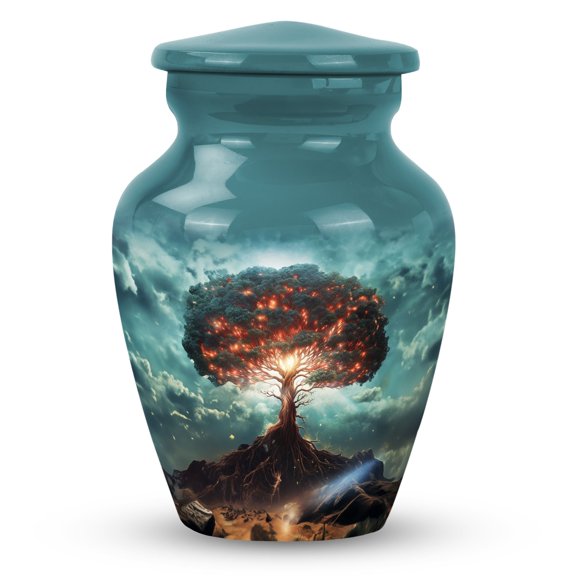 Nature's Midnight Blaze Tree - Compact Cremation Urn For Men - Small Burial Urn For Adult Human Ashes - Classic Urn - Memorial Gifts - 3 Inch, 1 Pc