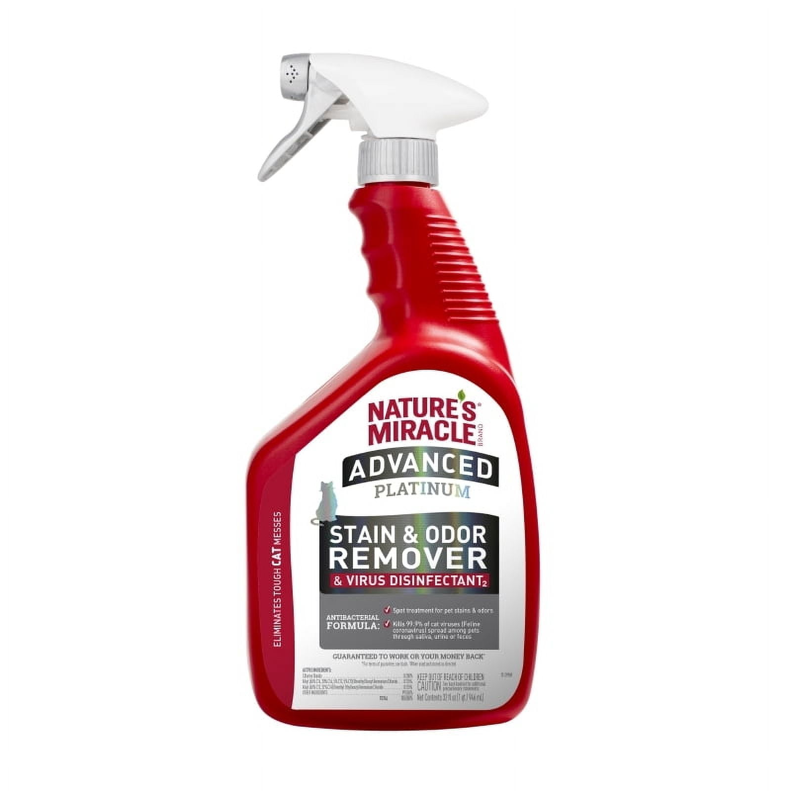 Nature s Miracle Advanced Platinum Disinfectant Stain Odor Remover CAT 32oz Walmart