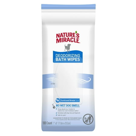 Nature's Miracle Deodorizing Bath Wipes for Dogs, Sunkissed Breeze - 100 CT