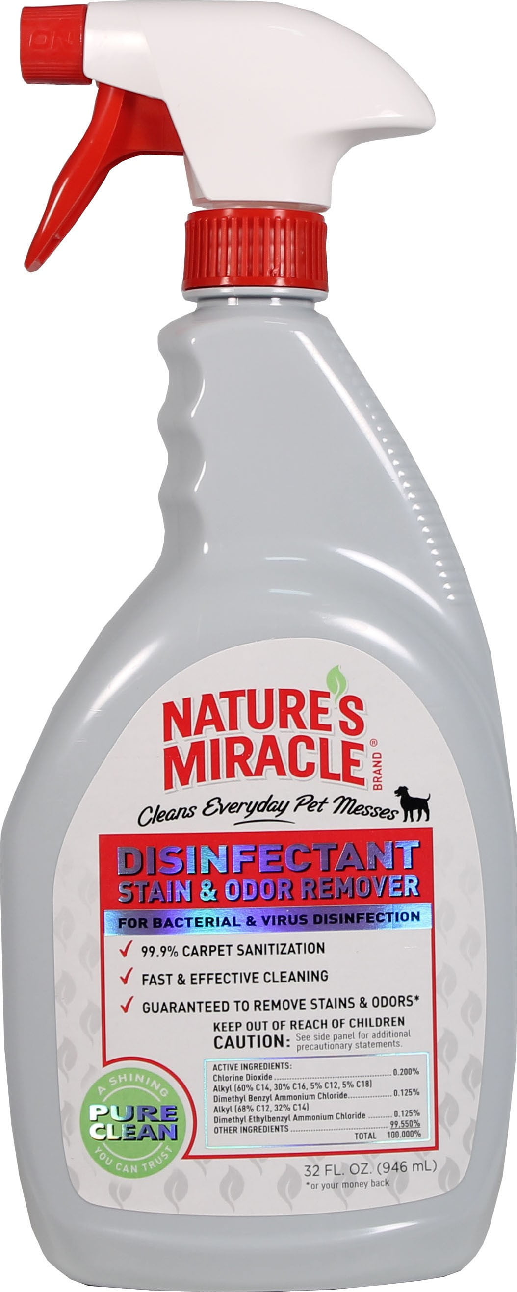 Nature’s Miracle Disinfectant Stain And Odor Remover 32 Ounces, For