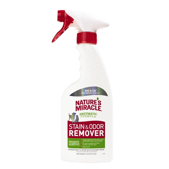 Nature's Miracle Dog and Cat Stain and Odor Remover for Carpet, Hard Floors, Fabric and Furniture, 14 oz