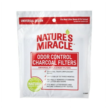 Nature’s Miracle Odor Control Charcoal Filters 2 Count, Universal Replacement Filters
