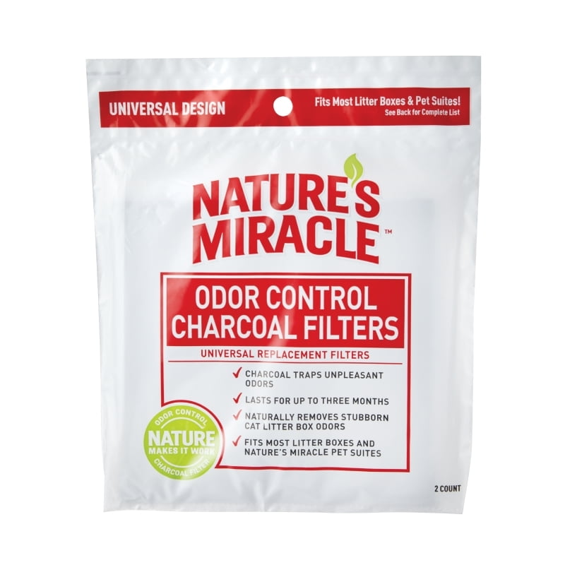 Nature's Miracle Odor Control Charcoal Universal Replacement Filters, 2 count