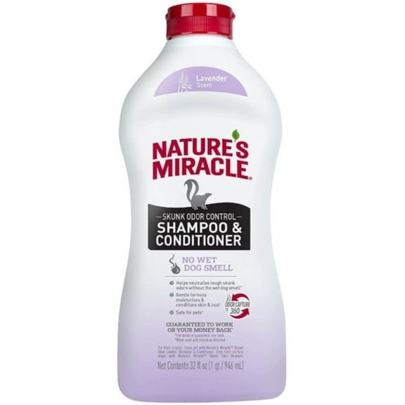 Nature’s Miracle Skunk Odor Control Shampoo & Conditioner, Lavender Scent, 32 oz