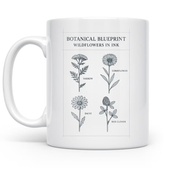 Nature's Morning Charm 11 oz Coffee Mug - Wildflower Ink White Ceramic Gift