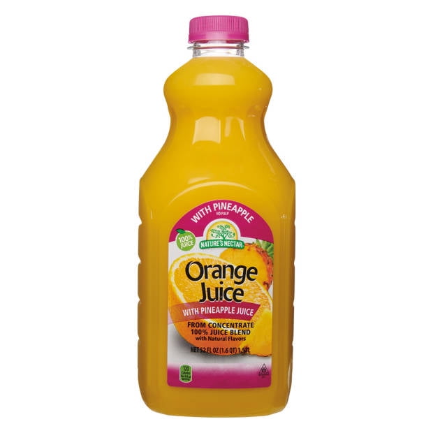 Natures Nectar Orange Juice With Pineapple 52 Fl Oz 9239