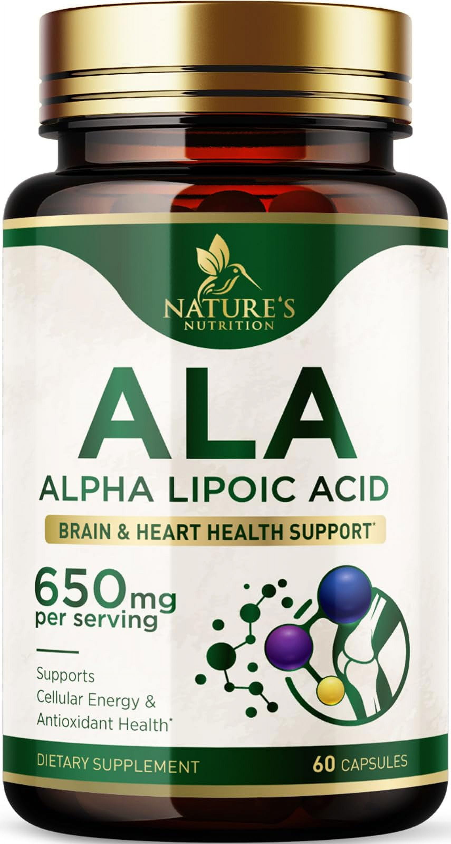 Nature S Nutrition Alpha Lipoic Acid 650mg Extra Strength Ala Supplement Non Gmo No Gluten