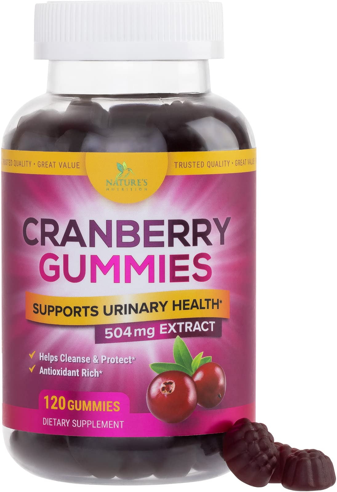 Nature's Nutrition Cranberry Urinary Tract Health Gummies + Vitamin C
