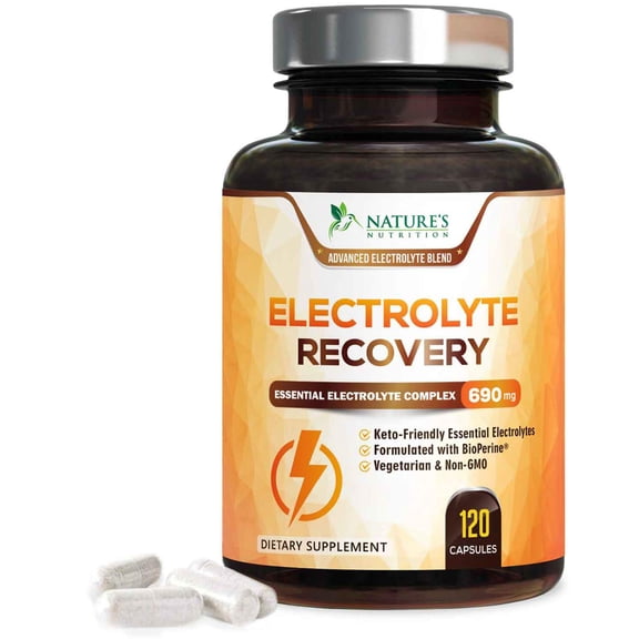 Electrolyte Salt Capsules - Keto Friendly Rehydration Recovery Supplement - Hydration with No Sugar and 6 Replacement Electrolytes: Magnesium, Sodium, Potassium, and More - USA Bottled - 120 Capsules