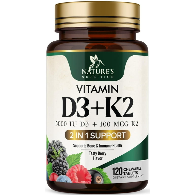 Vitamin D3 5000 IU with K2 100 mcg | K2 MK-7 with D3 Vitamin 