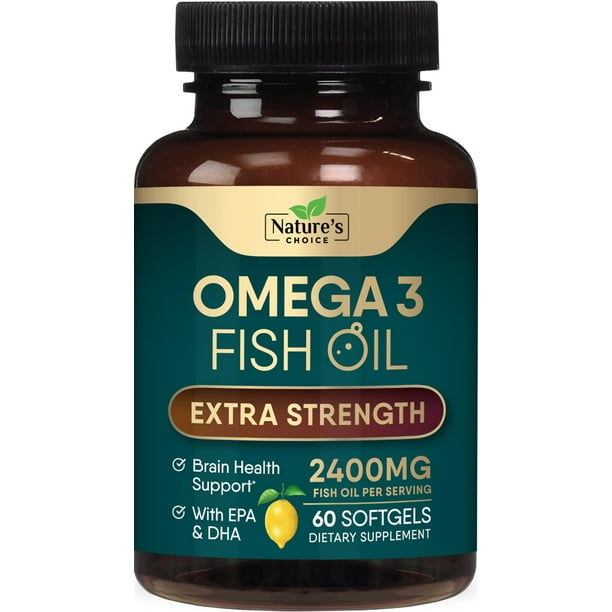 Nature's Omega 3 Fish Oil 2400 mg Softgels, Triple Strength Fish Oil