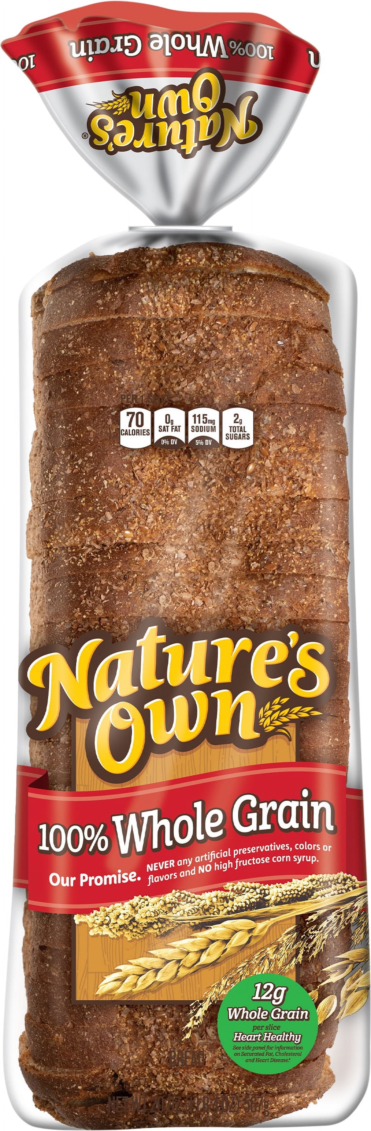 Nature's Own 100% Whole Grain Sliced Sandwich Bread, 20 oz - Walmart.com