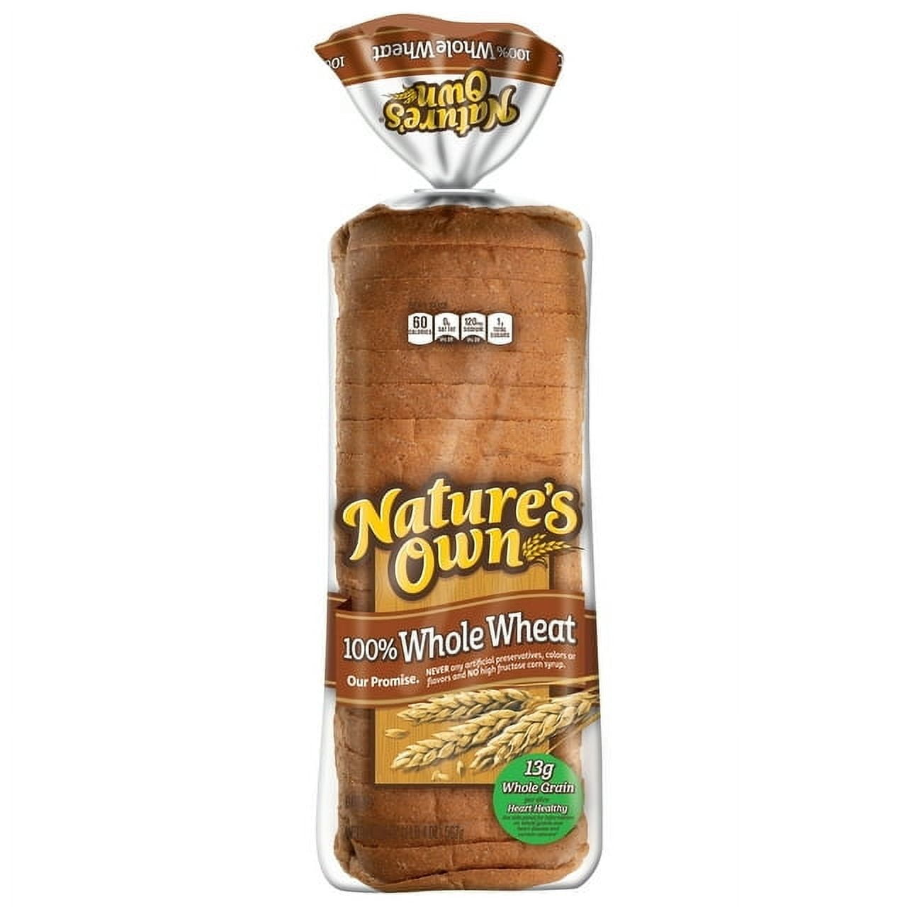 Nature's Own 100% Whole Wheat Bread 20 oz Loaf | Healthy Whole Grain Bread (Pack of 2)