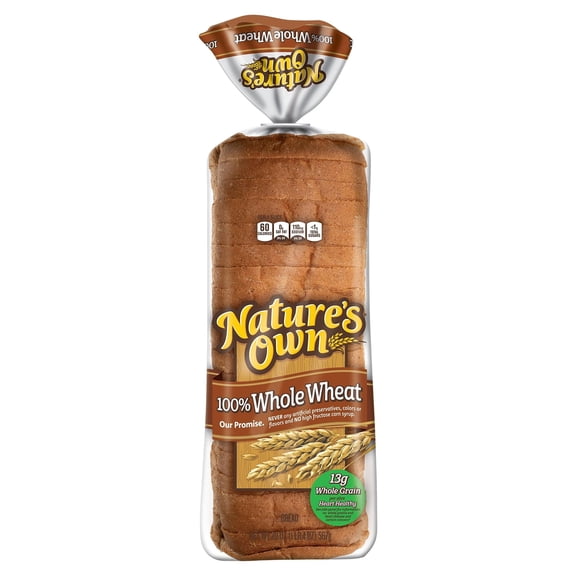 Nature's Own 100% Whole Wheat Bread Loaf, 20 oz (Pack of 12)