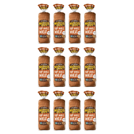 Nature's Own 100% Whole Wheat Bread Loaf, 20 oz (Pack of 12)