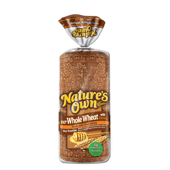 Nature's Own 100% Whole Wheat Bread with Honey, Soft Sliced Whole Grain Bread, 16 oz, Shelf-Stable