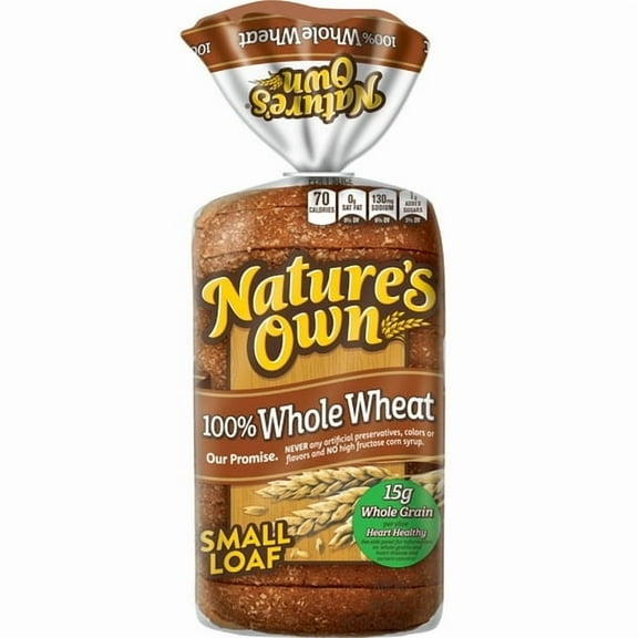 Nature's Own 100% Whole Wheat Small Loaf Size Sliced Whole Wheat Bread 12 oz Loaf (Pack of 3)