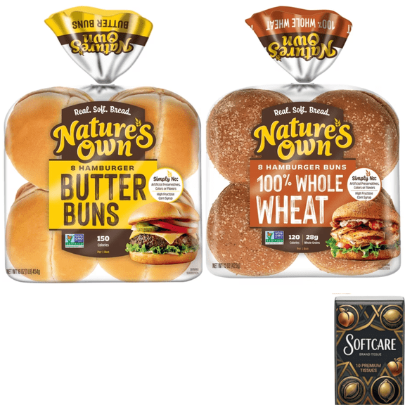 Nature's Own Butter Buns Hamburger Buns | Nature's Own 100% Whole Wheat Hamburger Buns