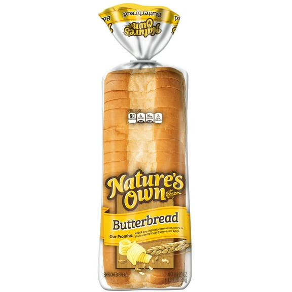 Nature's Own Butterbread Sliced White Bread 20 oz Loaf Soft & Buttery Bread (Pack of 2)