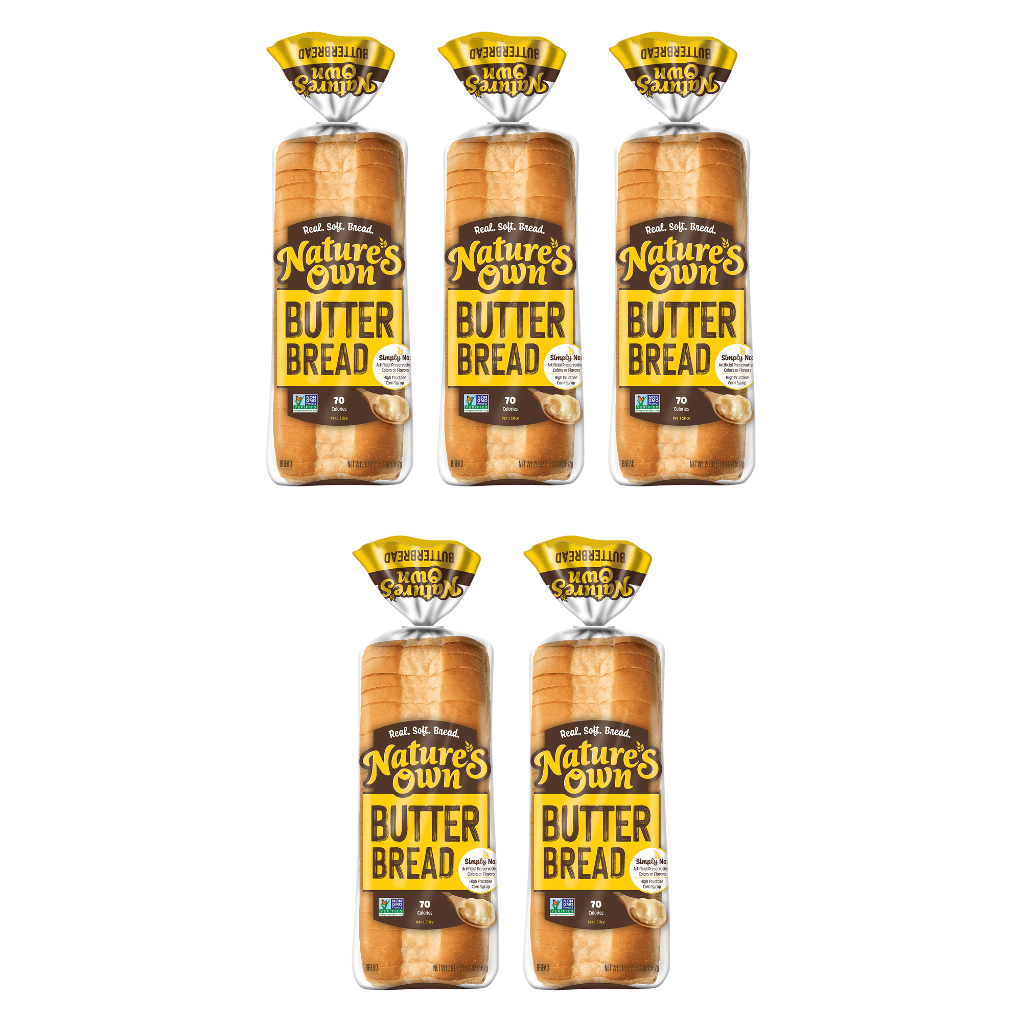 Nature's Own Butterbread Sliced White Bread Loaf, 20 oz — 5-Pack (5 loaves)