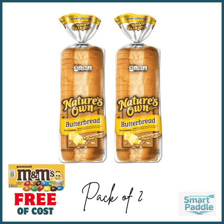 Nature's Own Butterbread Sliced White Bread Loaf, 20 oz, Shelf-Stable Pack of 2 and get 1 Free M&M's