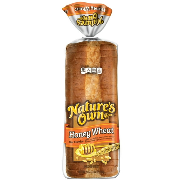 Nature's Own Honey Wheat Bread 20 oz Loaf Soft & Healthy Sandwich Bread (Pack of 2)