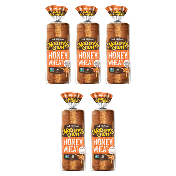 Nature's Own Honey Wheat Sandwich Bread Loaf, 20 oz-Pack Of 5