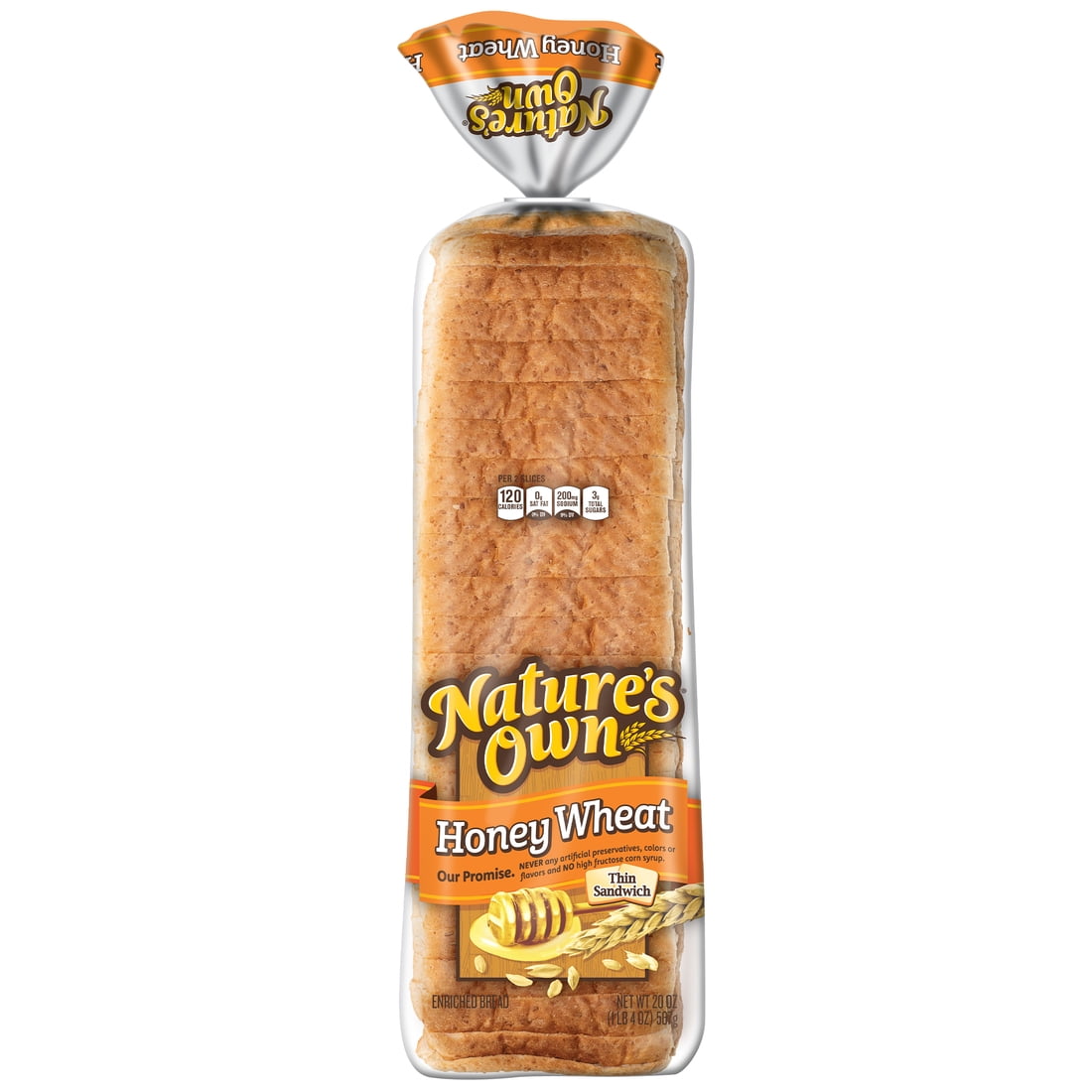 Nature's Own Honey Wheat Thin Sliced, Honey Wheat Sandwich Bread, 20 oz Loaf