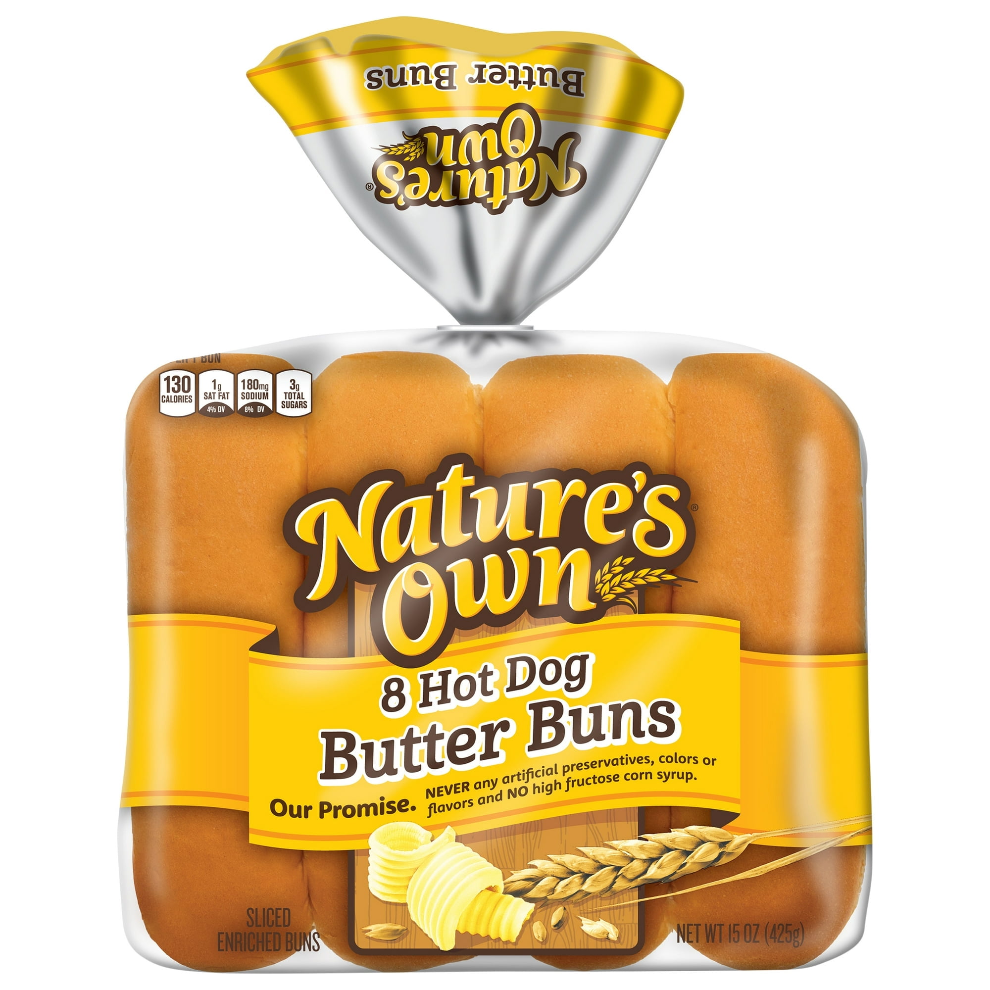 Nature's Own Hot Dog Butter Buns, 15 oz, (Pack of 10)