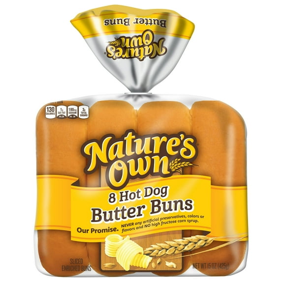 Nature's Own Hot Dog Butter Buns, 15 oz, (Pack of 5)