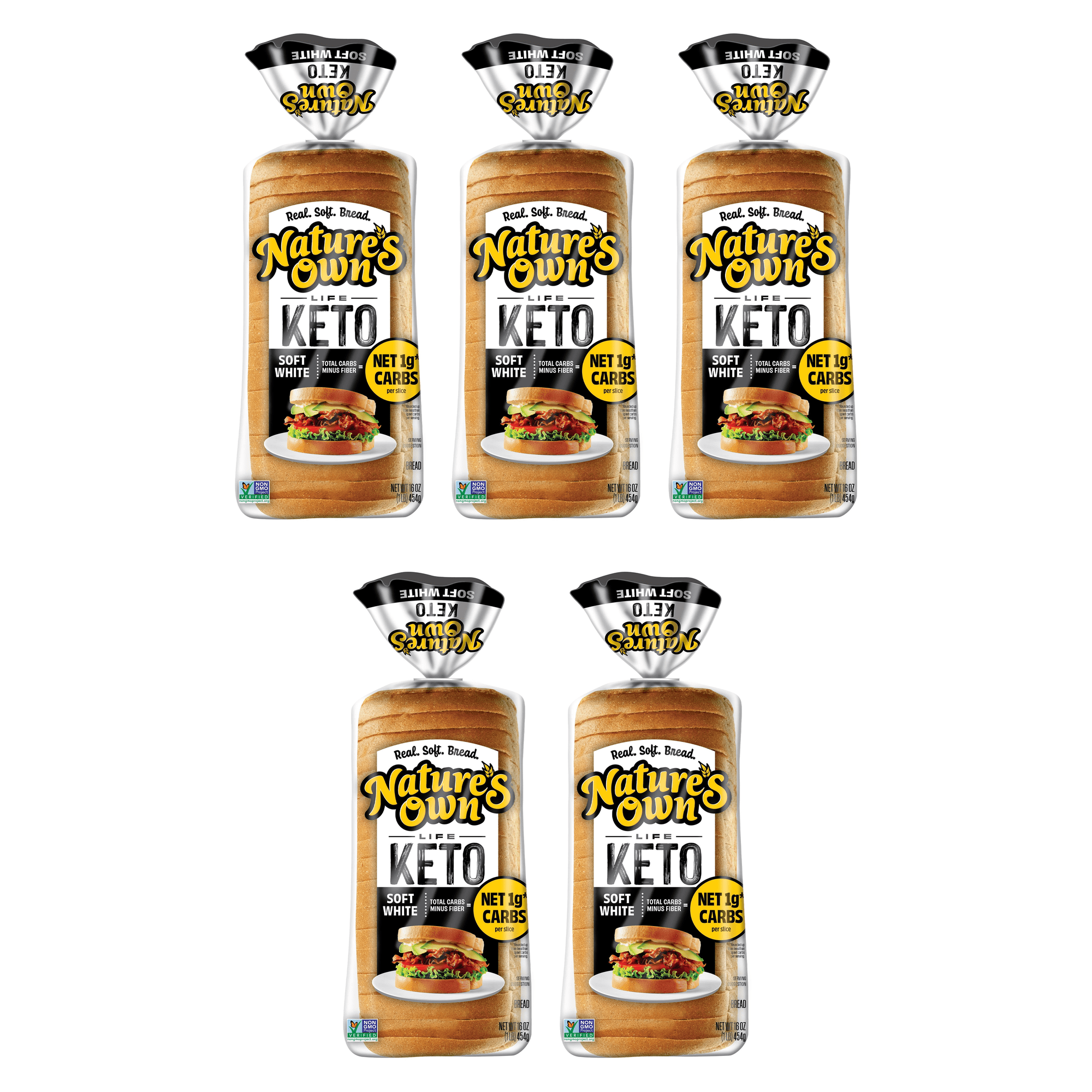 Nature’s Own Life Honey Wheat, 40 Calories per Slice Ke — 5-Pack (5 loaves)